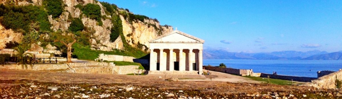 Korfu griechischer Tempel Meer Kste
