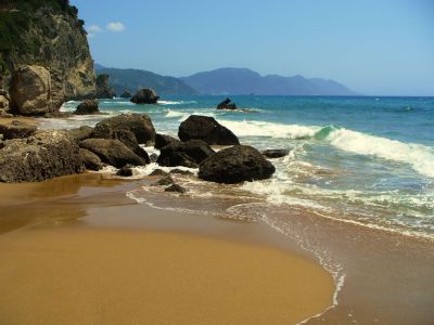 Strand auf Korfu Xanthates Sandstrand Bio Agriturismo